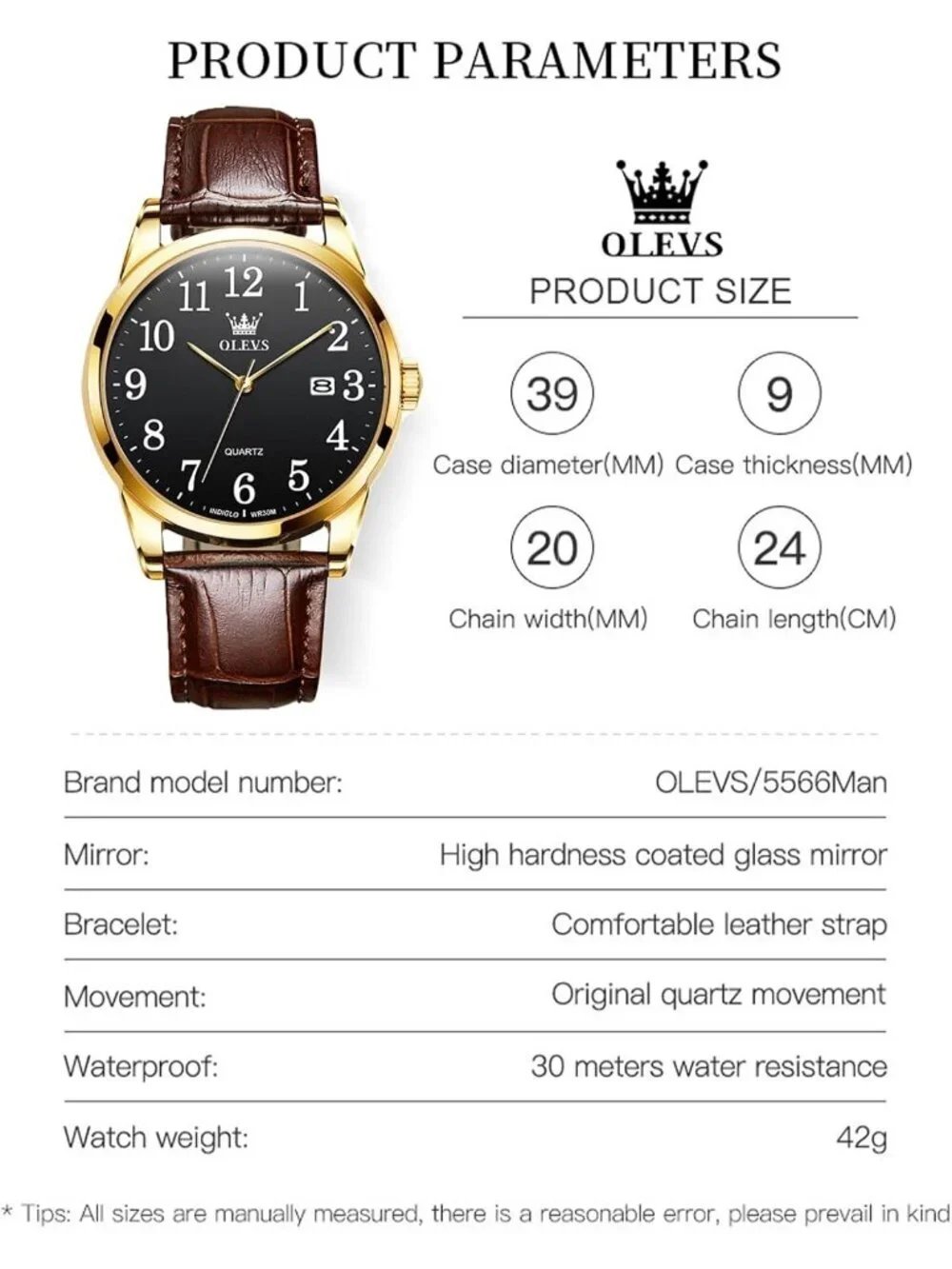 Men's Brown Black Analog Stainless Steel Roman Numbers Waterproof Classic Watch